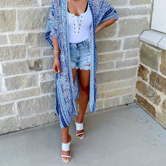 California Coast Kimono Duster Blue - Picture 5 of 7